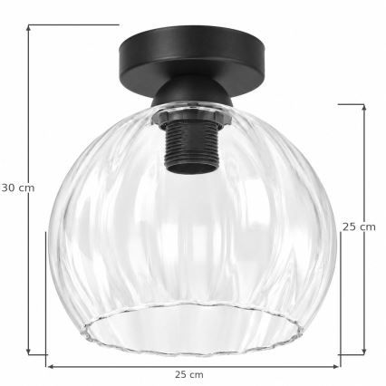 BRILAGI - LED loftlampe RETRO GLASS 1xE27/60W/230V Ø 25 cm sort/klar