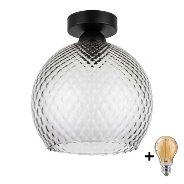 BRILAGI - LED Loftlampe RETRO GLASS 1xE27/60W/230V Ø 25 cm sort/røggrå
