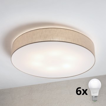 Brilagi - LED loftlampe SIRIJA 6xE27/60W/230V Ø 80 cm beige