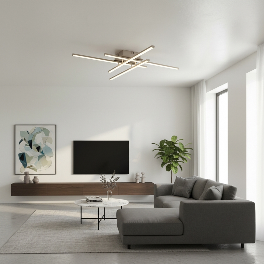 Brilagi - LED-loftlampe STRIPES LED/37W/230V 68x68 cm sølvfarvet