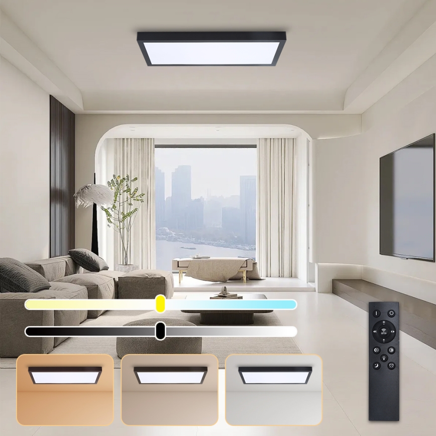 Brilagi - LED loftlampe til badeværelse dæmpbar FRAME SMART LED/30W/230V 30x60 cm 3000-6000K  IP44 sort  + fjernbetjening