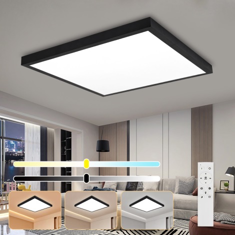 Brilagi - LED loftlampe til badeværelse dæmpbar FRAME SMART LED/50W/230V 3000-6000K IP44 sort + fjernbetjening