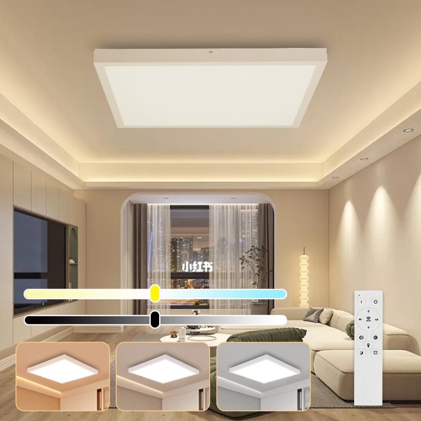 Brilagi - LED loftlampe til badeværelse dæmpbar FRAME SMART LED/50W/230V 60x60 cm 3000-6000K IP44 hvid + fjernbetjening