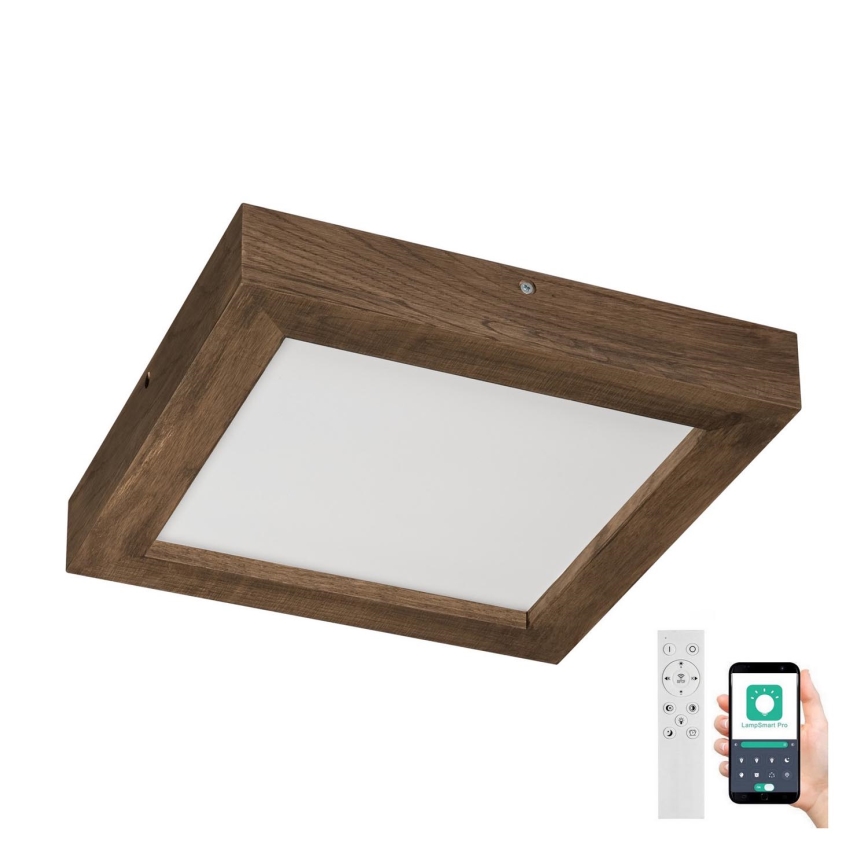 Brilagi - LED loftlampe til badeværelse dæmpbar WOODY FRAME LED/24W/230V eg 30x30 cm 3000-6000K IP44 + fjernbetjening