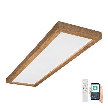 Brilagi - LED loftlampe til badeværelse dæmpbar WOODY FRAME LED/50W/230V eg 120x30 cm 3000-6000K IP44 + fjernbetjening