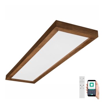 Brilagi - LED loftlampe til badeværelse dæmpbar WOODY FRAME LED/50W/230V eg kirsebær 120x30 cm 3000-6000K IP44 + fjernbetjening