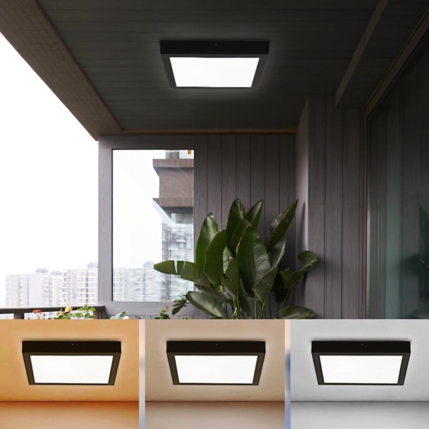 Brilagi - LED loftlampe til badeværelse FRAME LED/24W/230V 30x30 cm 3000/4000/6000K IP44 sort