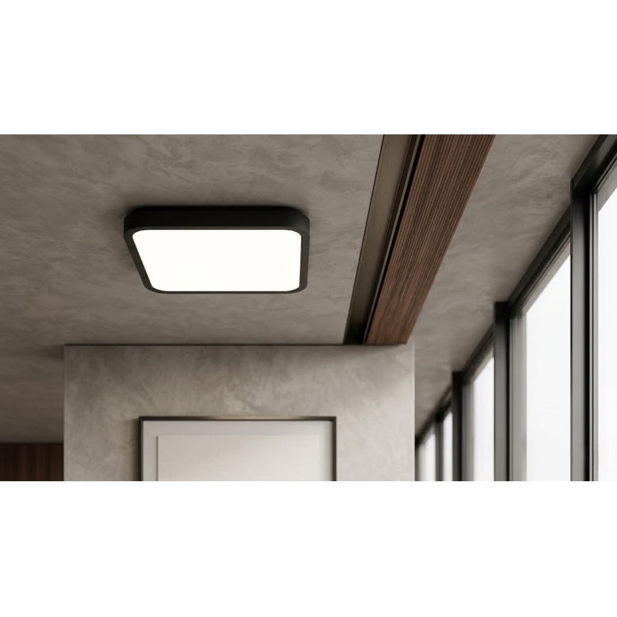 BRILAGI - LED badeværelsesloftlampe med sensor ZENNA LED/24W/230V 34,5x34,5 cm IP44 sort + fjernbetjening