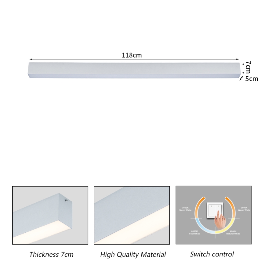 Brilagi - LED loftlampe til badeværelse SLEEKLINE LED/40W/230V 3000/4500/6000K sølv IP44