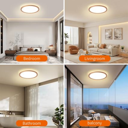 Brilagi - ULTRA SLIM LED loftlampe til badeværelset, 24W/230V, Ø 42 cm, rosaguld, IP54