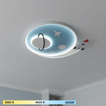 Brilagi -LED Loftlampe til børn STARSHIP LED/64W/230V 3000/4500K blå