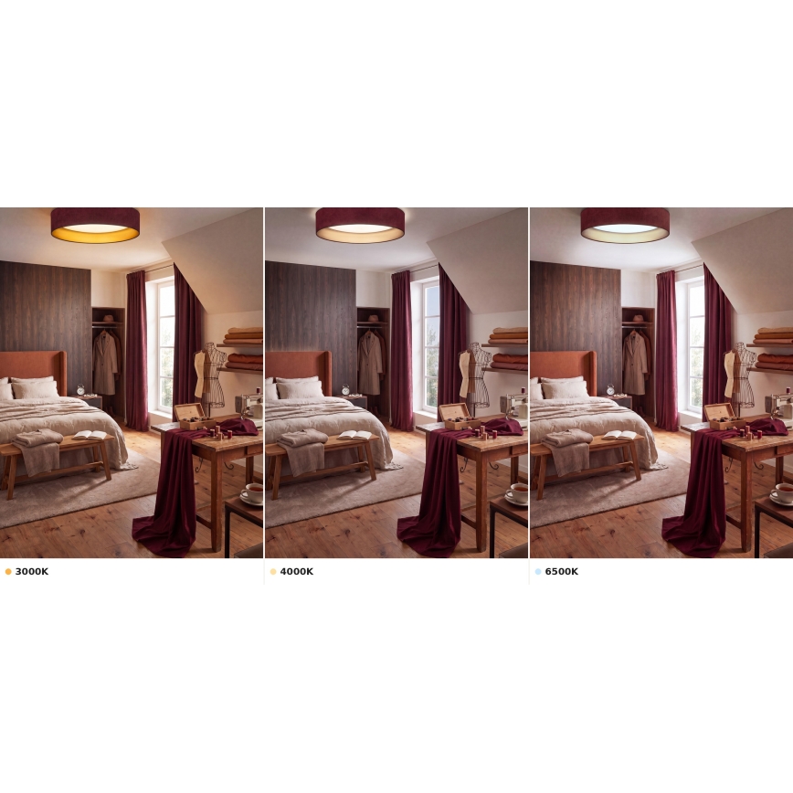Brilagi - LED loftlampe VELVET VARI LED/24W/230V 3000/4000/6500K pr. 45 cm vinrød/guld