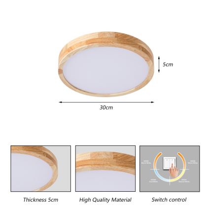 Brilagi - LED loftlampe WOODLINE LED/24W/230V 3000/4000/6000K eg Ø 30 cm