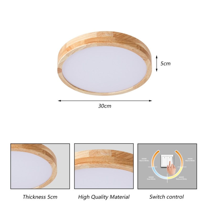 Brilagi - LED loftlampe WOODLINE LED/24W/230V 3000/4000/6000K eg Ø 30 cm