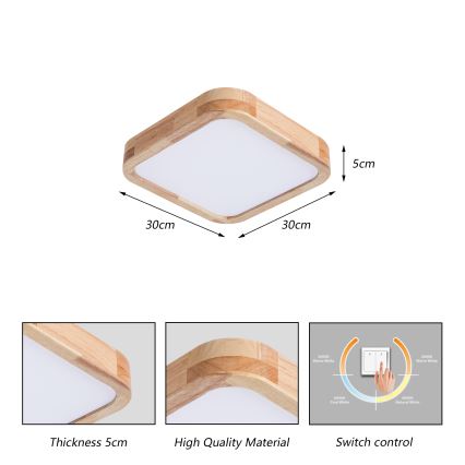Brilagi - LED loftarmatur WOODLINE SQUARE LED/32W/230V 3000/4000/6000K eg 30x30 cm