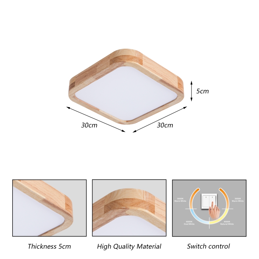 Brilagi - LED loftarmatur WOODLINE SQUARE LED/32W/230V 3000/4000/6000K eg 30x30 cm