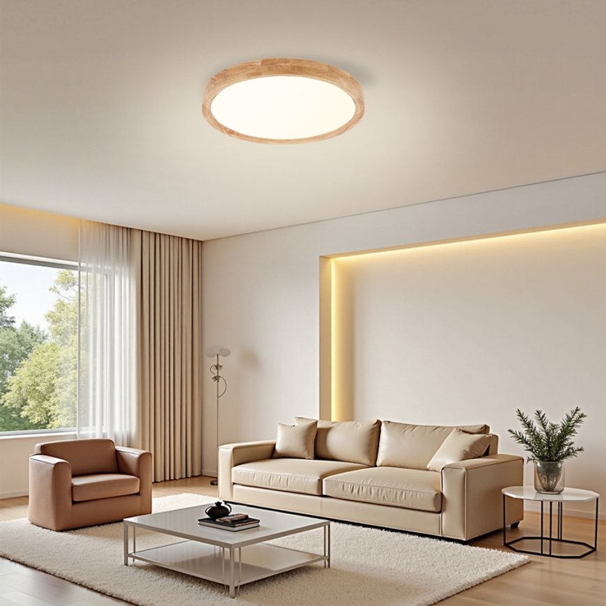 Brilagi - LED loftlampe WOODROUND LED/30W/230V 3000/4000/6000K Ø 40 cm træ CRI 90