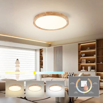 Brilagi - LED loftlampe WOODROUND LED/30W/230V 3000/4000/6000K Ø 40 cm træ CRI 90