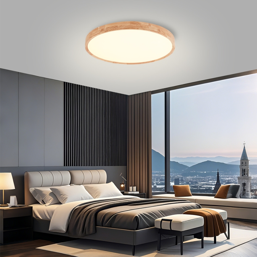 Brilagi - LED-loftlampe WOODROUND LED/40W/230V 3000/4000/6000K Ø 60 cm træ CRI 90