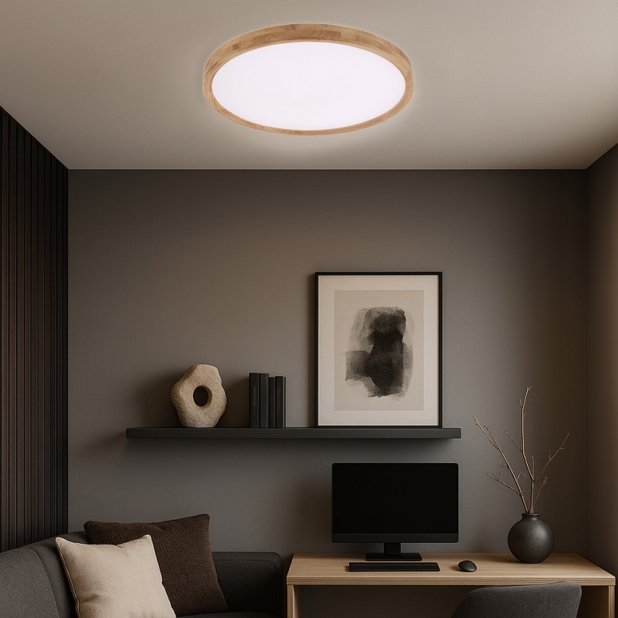 Brilagi - LED-loftlampe WOODROUND LED/40W/230V 3000/4000/6000K Ø 60 cm træ CRI 90