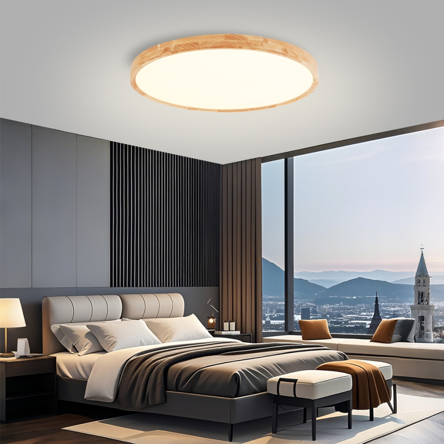 Brilagi - WOODROUND LED loftlampe 70W/230V 3000/4000/6000K Ø 80 cm i træ CRI 90