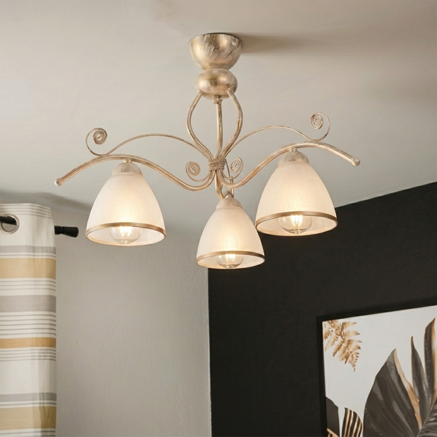 Brilagi - LED loftmonteret lysekrone ANTICO 3xE27/60W/230V 3000K hvid patina