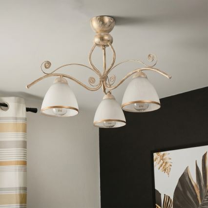Brilagi - LED loftmonteret lysekrone ANTICO 3xE27/60W/230V 3000K hvid patina