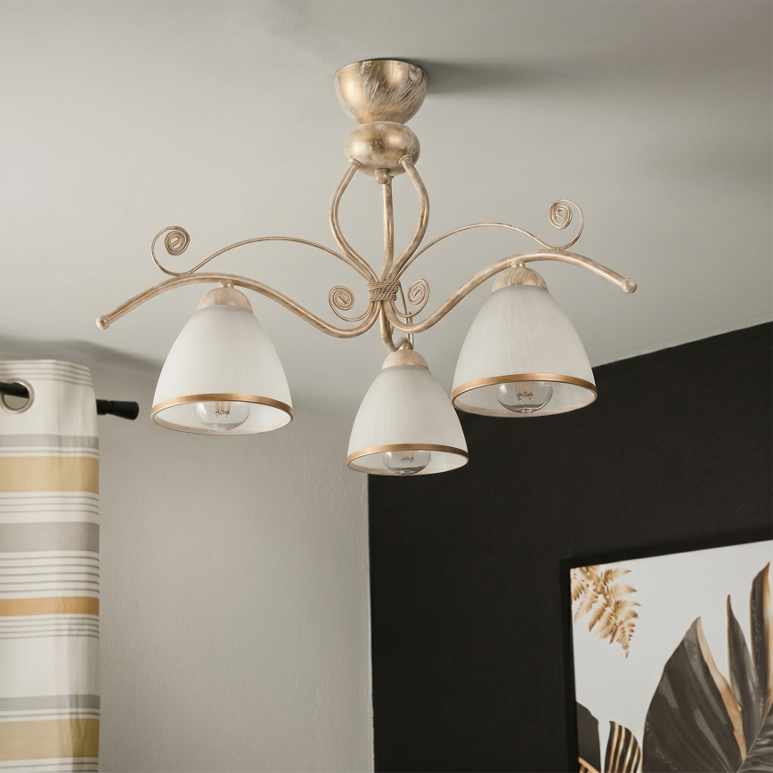 Brilagi - LED loftmonteret lysekrone ANTICO 3xE27/60W/230V 3000K hvid patina
