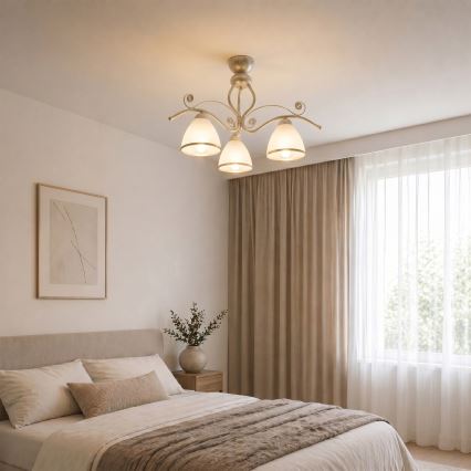 Brilagi - LED loftmonteret lysekrone ANTICO 3xE27/60W/230V 3000K hvid patina