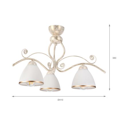 Brilagi - LED loftmonteret lysekrone ANTICO 3xE27/60W/230V 3000K hvid patina