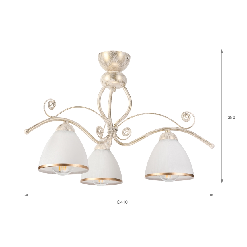 Brilagi - LED loftmonteret lysekrone ANTICO 3xE27/60W/230V 3000K hvid patina