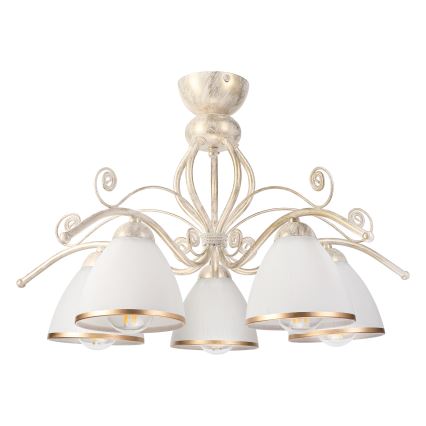 Brilagi - LED loftmonteret lysekrone ANTICO 5xE27/60W/230V 3000K hvid patina