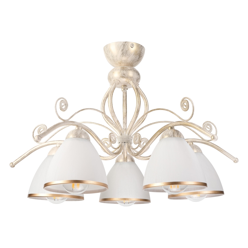 Brilagi - LED loftmonteret lysekrone ANTICO 5xE27/60W/230V 3000K hvid patina