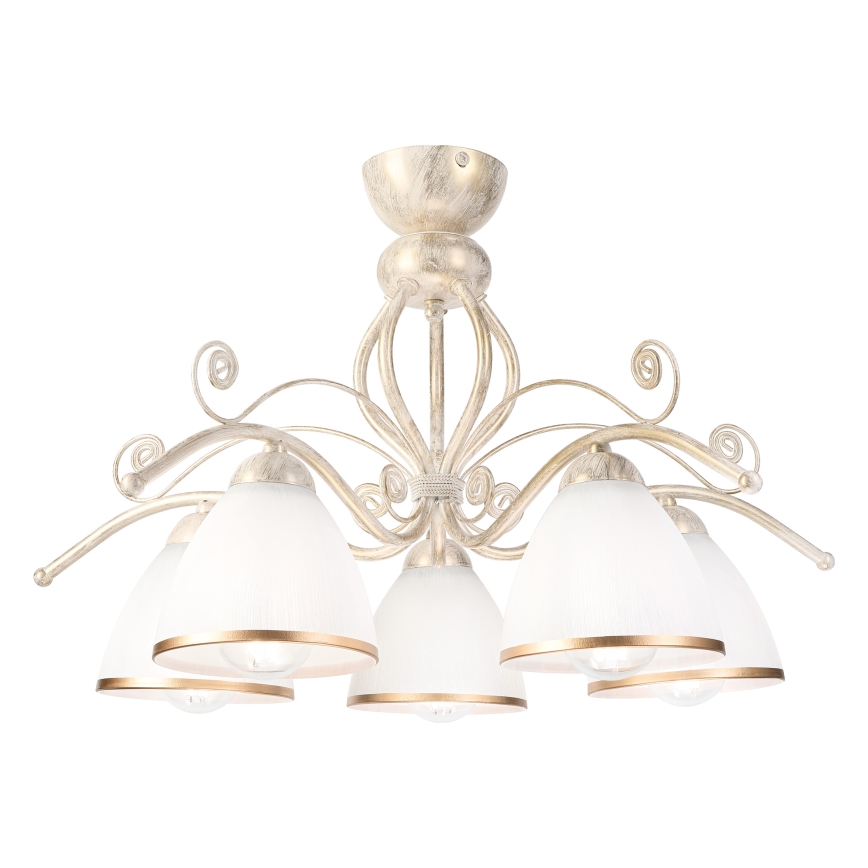 Brilagi - LED loftmonteret lysekrone ANTICO 5xE27/60W/230V 3000K hvid patina