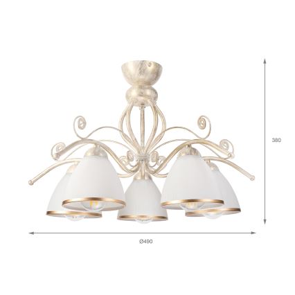 Brilagi - LED loftmonteret lysekrone ANTICO 5xE27/60W/230V 3000K hvid patina