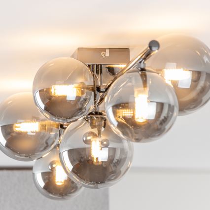 Brilagi - LED loftmonteret lysekrone MILLA 7xG9/3W/230V sort krom/røget