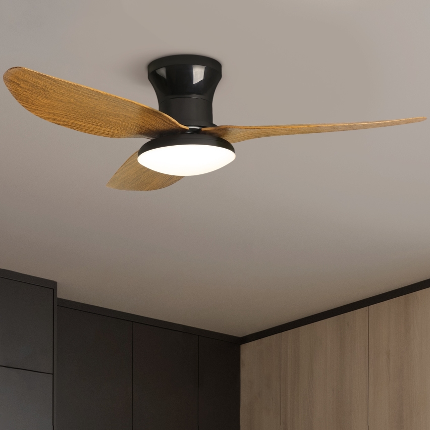 Brilagi - LED loftventilator dæmpbar LED/30W/230V 3000-6500K sort/brun + fjernbetjening