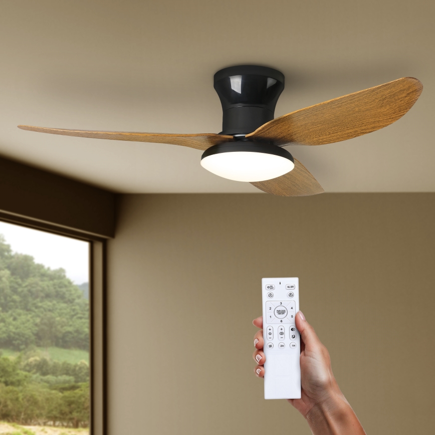 Brilagi - LED loftventilator dæmpbar LED/30W/230V 3000-6500K sort/brun + fjernbetjening