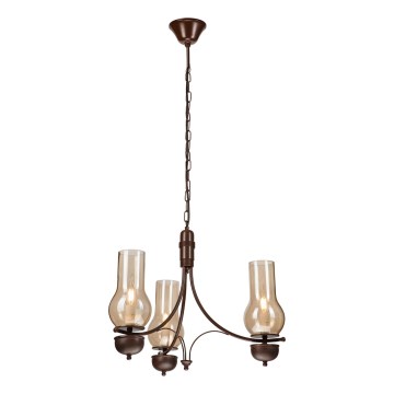 Brilagi - LED-lysekrone COTTAGE med kædeophæng 3xE14/40W/230V bøg/brun/røget beige