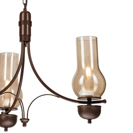 Brilagi - LED-lysekrone COTTAGE med kædeophæng 3xE14/40W/230V bøg/brun/røget beige