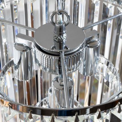 Brilagi - LED Lysekrone i krystal m. kædeophæng MOZART 4xE14/40W/230V skinnende krom