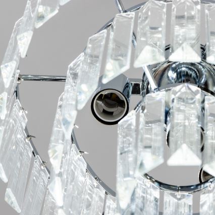 Brilagi - LED Lysekrone i krystal m. kædeophæng MOZART 4xE14/40W/230V skinnende krom