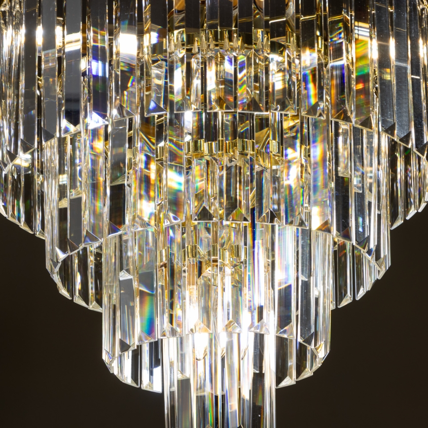 Brilagi - LED Lysekrone i krystal m. kædeophæng MOZART 5xE14/40W/230V guldfarvet