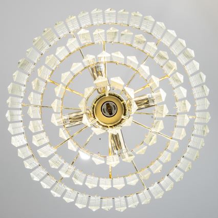 Brilagi - LED Lysekrone i krystal m. kædeophæng MOZART 5xE14/40W/230V guldfarvet