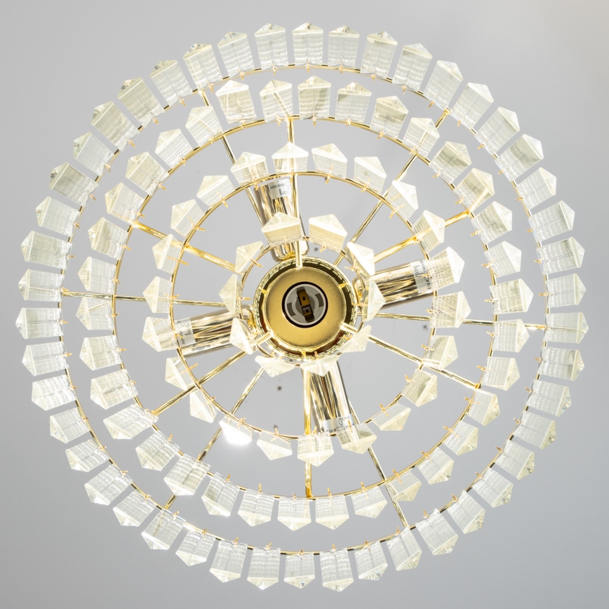 Brilagi - LED Lysekrone i krystal m. kædeophæng MOZART 5xE14/40W/230V guldfarvet