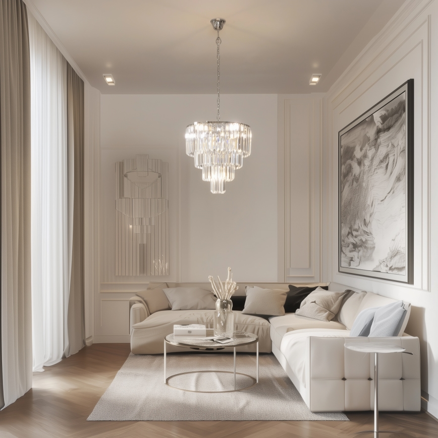 Brilagi - LED Lysekrone i krystal m. kædeophæng MOZART 5xE14/40W/230V skinnende krom