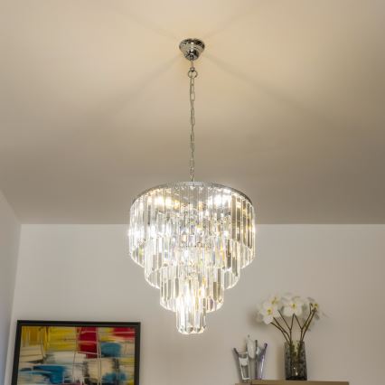 Brilagi - LED Lysekrone i krystal m. kædeophæng MOZART 5xE14/40W/230V skinnende krom