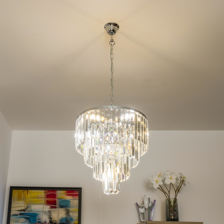 Brilagi - LED Lysekrone i krystal m. kædeophæng MOZART 5xE14/40W/230V skinnende krom
