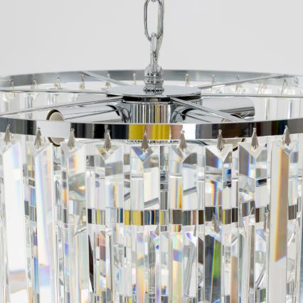 Brilagi - LED Lysekrone i krystal m. kædeophæng MOZART 5xE14/40W/230V skinnende krom