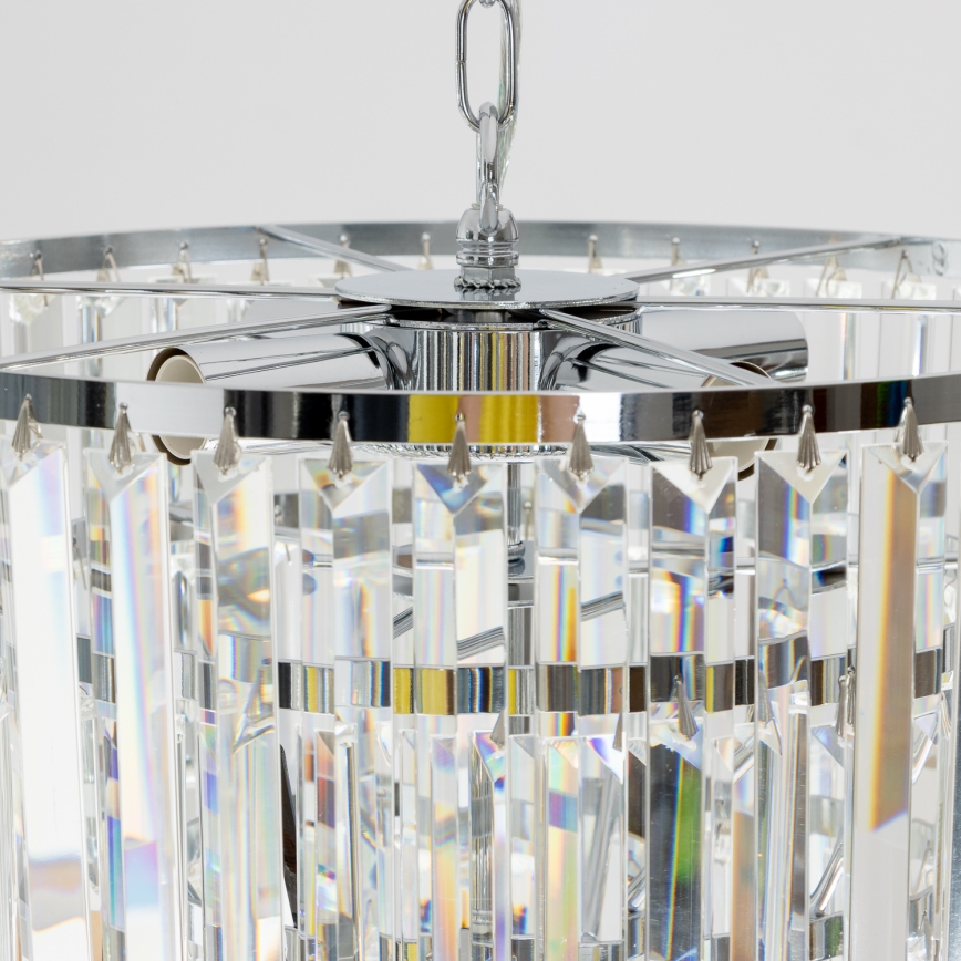 Brilagi - LED Lysekrone i krystal m. kædeophæng MOZART 5xE14/40W/230V skinnende krom